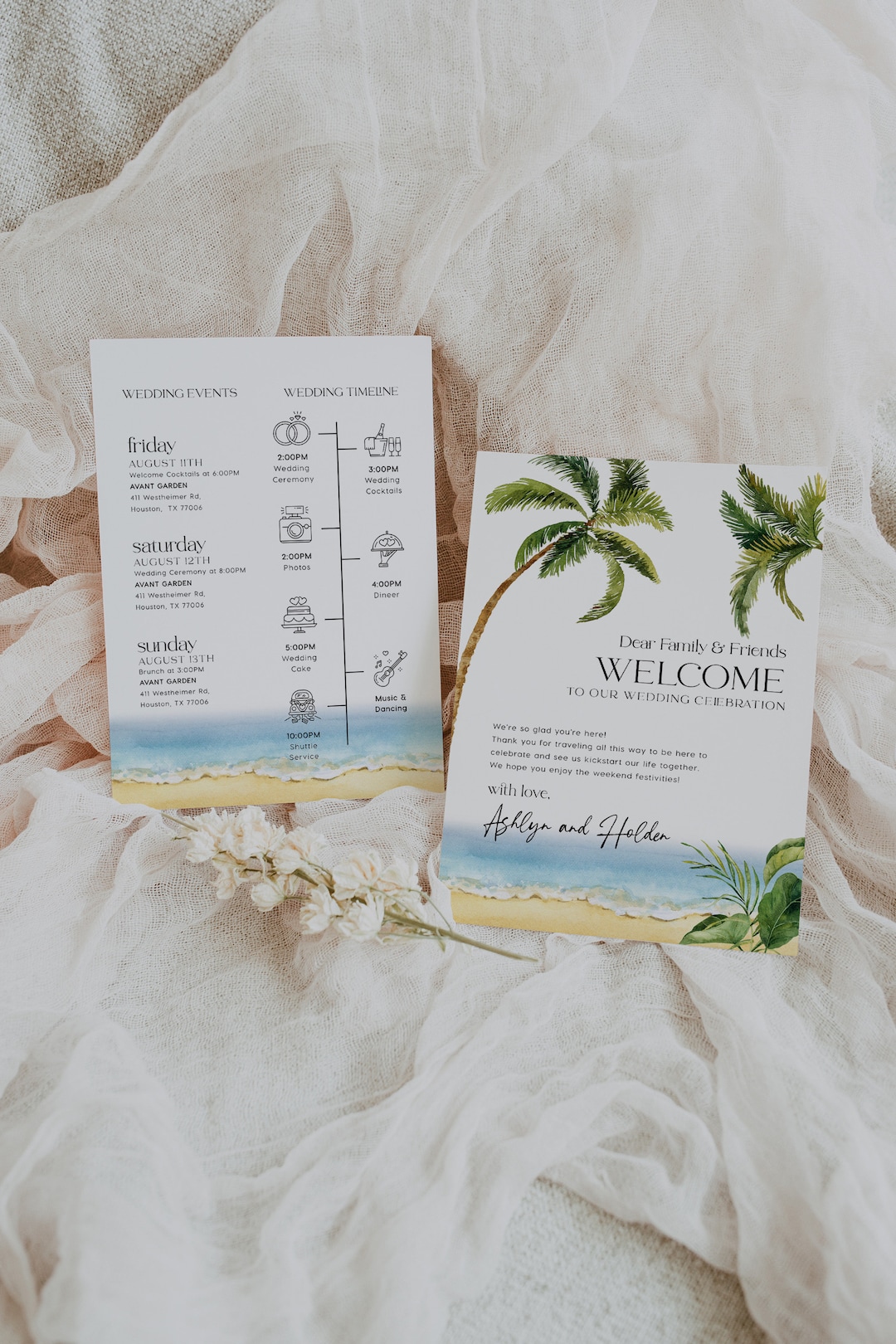 Wedding Itinerary, Weekend Itinerary, Wedding Program Template