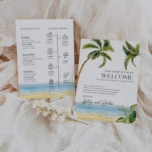 Wedding Itinerary, Weekend itinerary, Wedding Program template, Tropical Wedding Itinerary, Tropical Wedding Destination stationery #Aloha