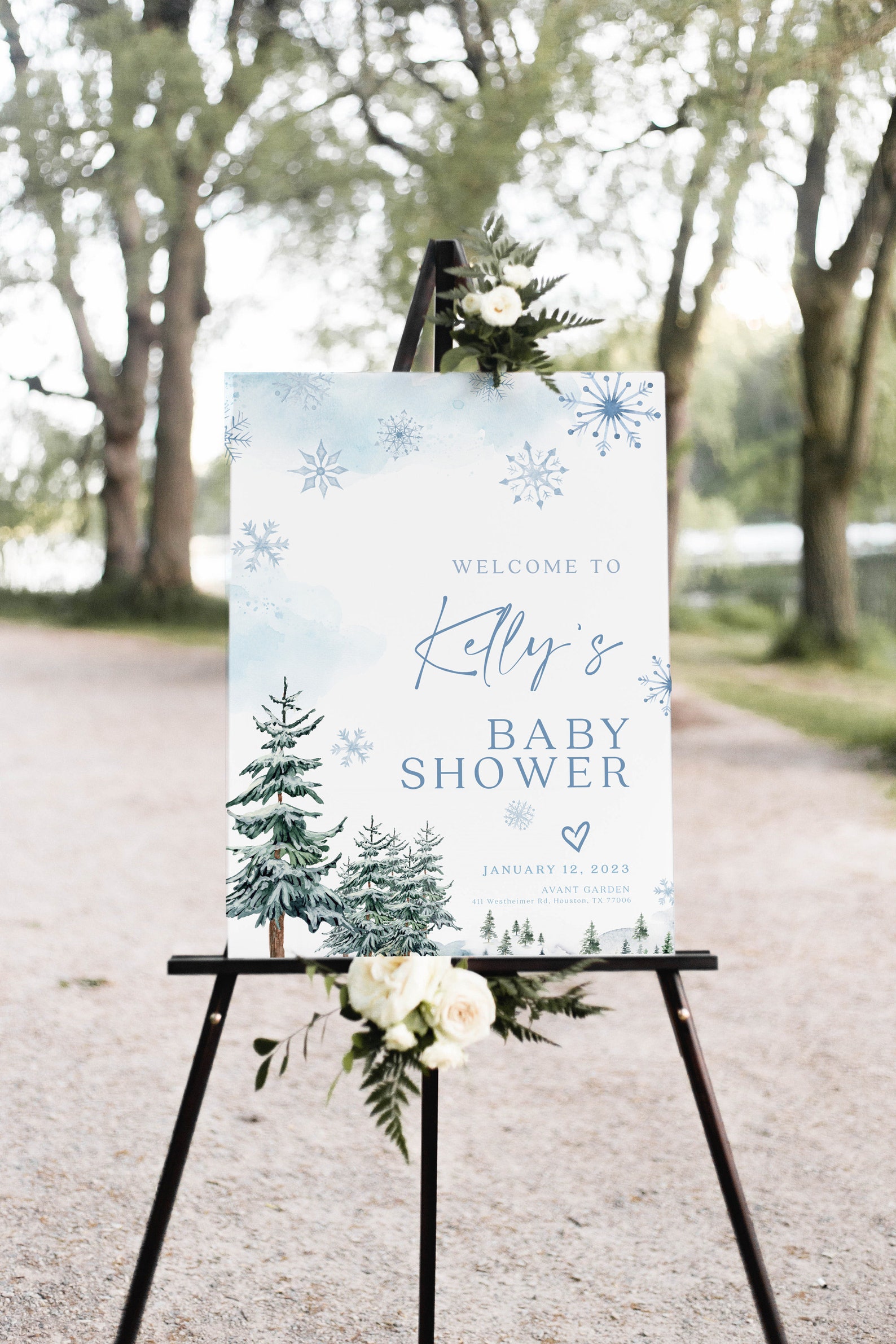 winter wonderland baby shower welcome sign