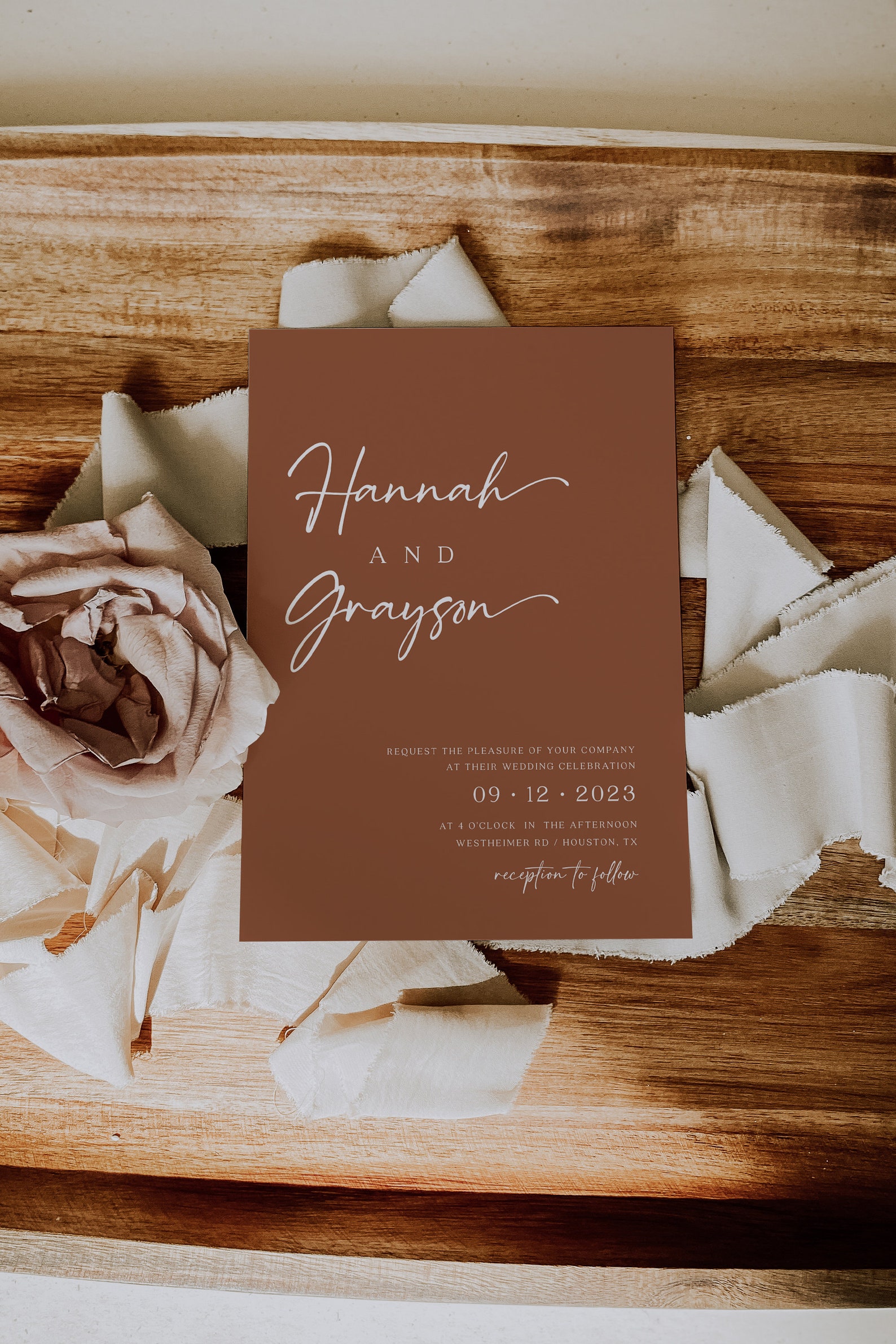 Terracotta Wedding Invitation Set Wedding Invitation Template - Etsy