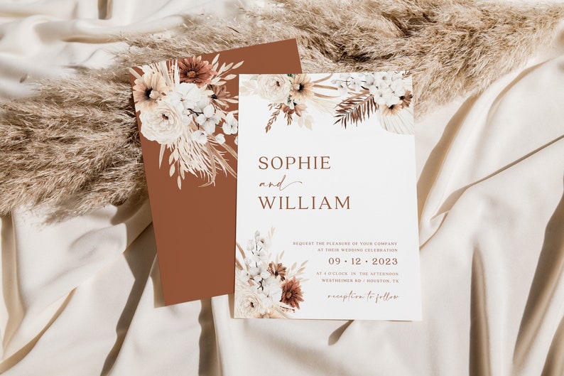 boho wedding invitation set