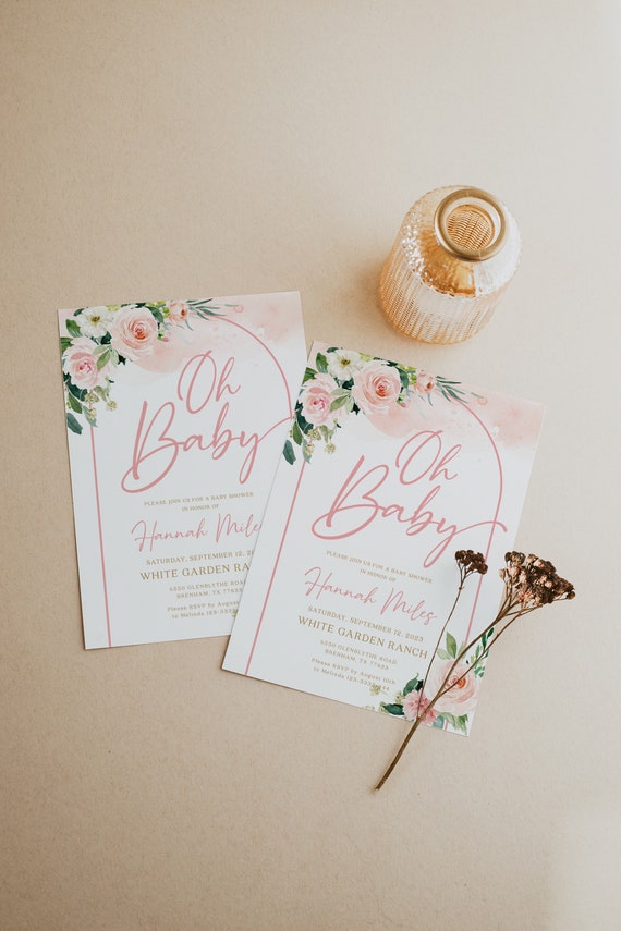 Oh Baby Invitation Baby Shower Invitation Template Baby Etsy