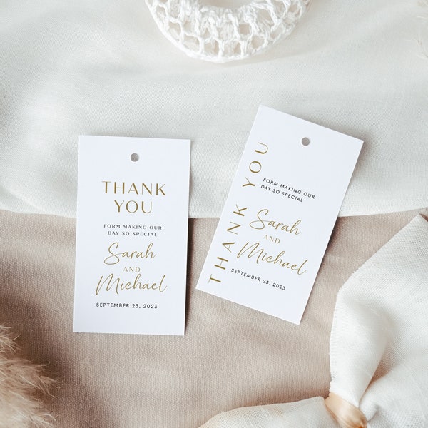 Gold favor tags, Gold thank you tags, Gift tag template | GOLDY