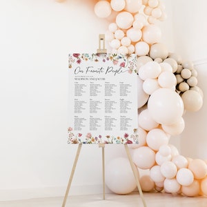 wildflower floral wedding seating chart sign