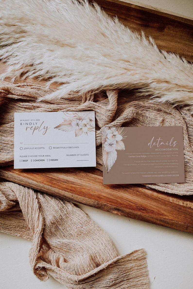 Pampas Grass Wedding Invitation Boho Wedding Invitation Set - Etsy