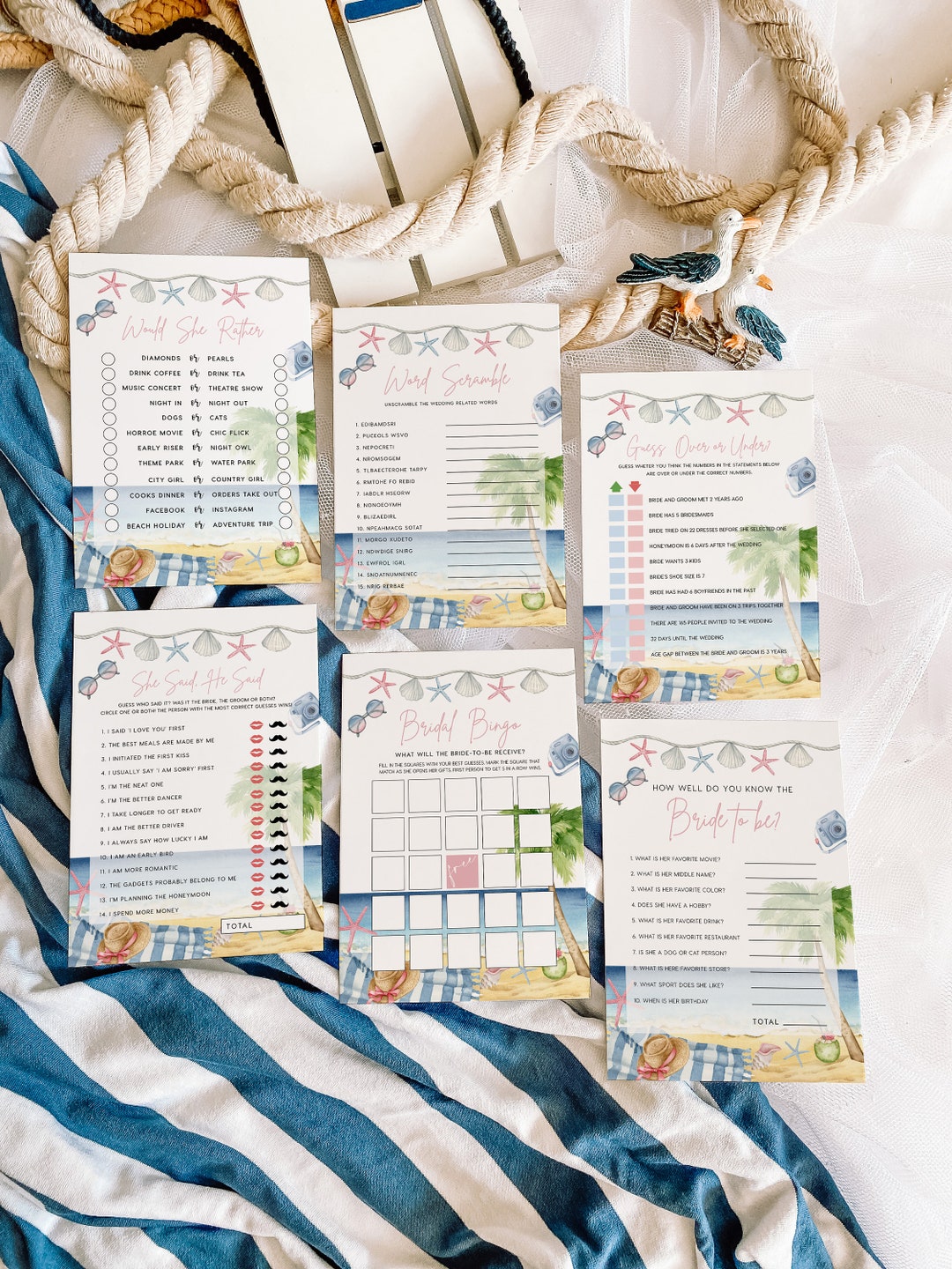 Bridal Shower Games, Beach Bridal Shower Games, Tropical Bridal Shower ...