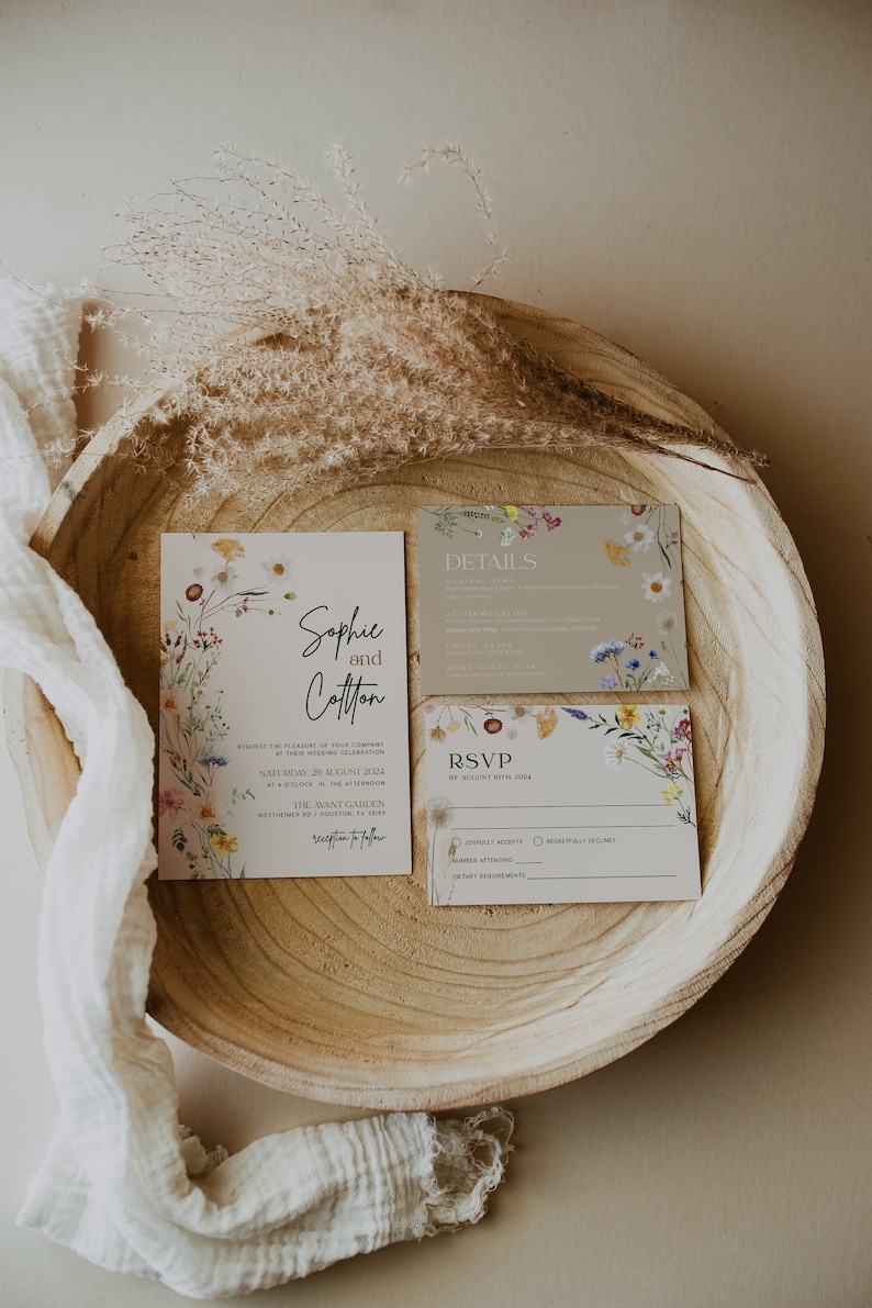 boho floral wedding invitation