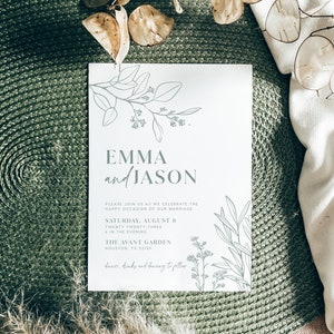 sage green wedding invitation