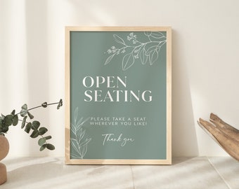 Open seating sign, Find your seat sign, Floral wedding sign, Botanical wedding sign, Terracotta wedding sign, Editable sign #sagefloral