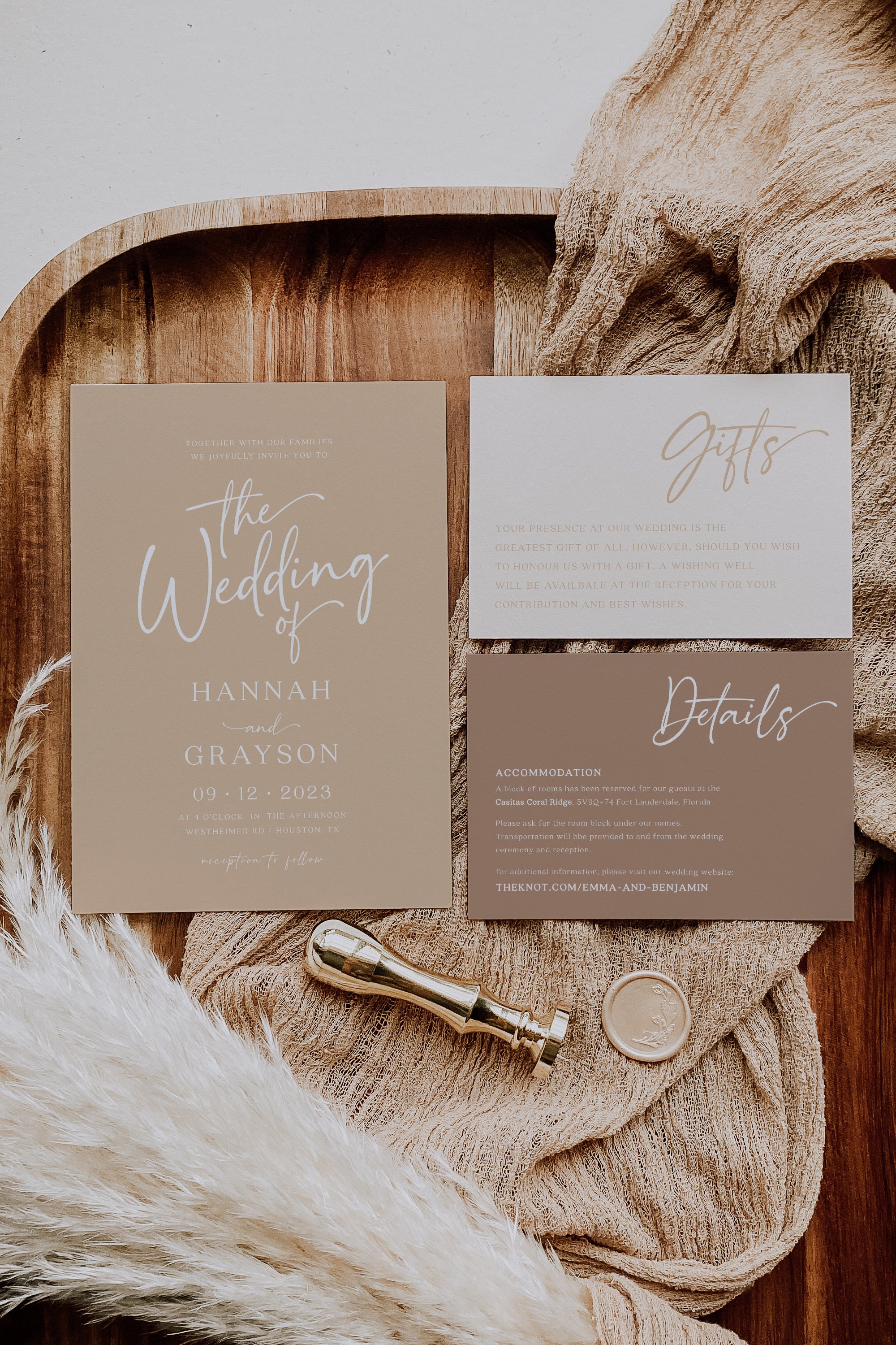 Modern Beige Wedding Invitation Suite Wedding Invitation pic