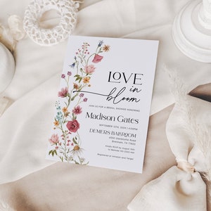 love in bloom, floral bridal shower invitation