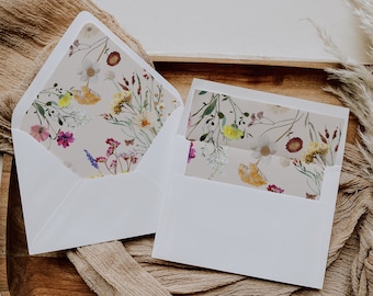 Wedding Invitation Envelope Liner, Boho Floral Invitation Envelope Liner, Wildflower Envelope Liner  #Amara