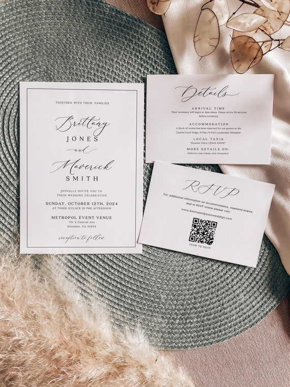 Classic Wedding Invitation Template Moder Wedding Invitation Etsy Classic Wedding Invitation Template Moder Wedding Invitation Etsy