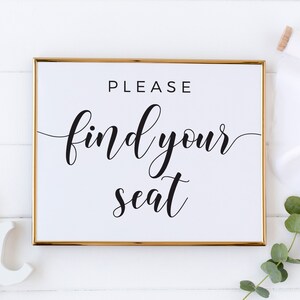 Find Your Seat Sign Printable, Wedding Seating Sign, Minimalist Wedding ...