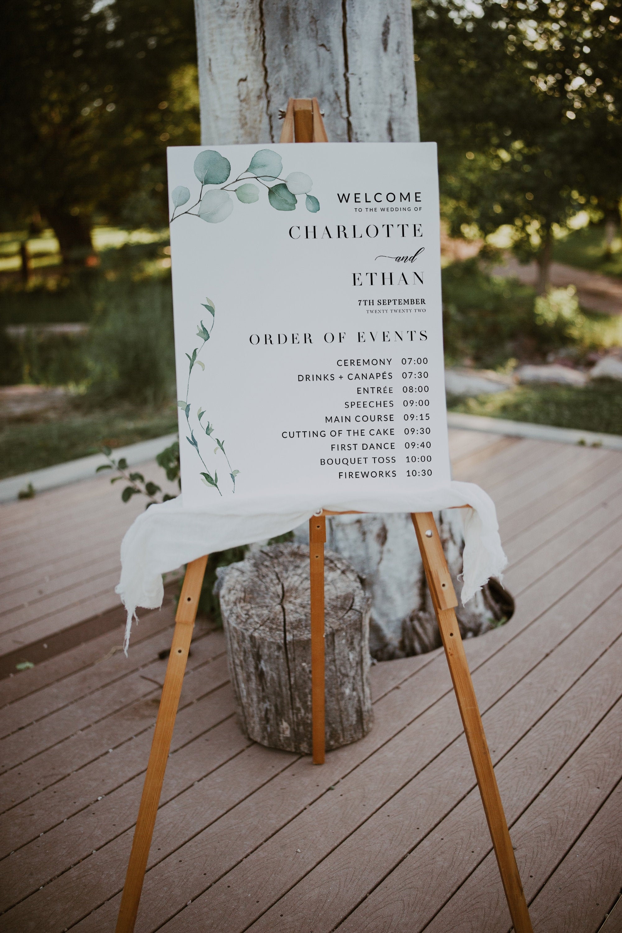 Order of Events Sign Order of Events Template Eucalyptus Etsy