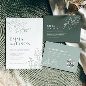 sage green wedding invitation