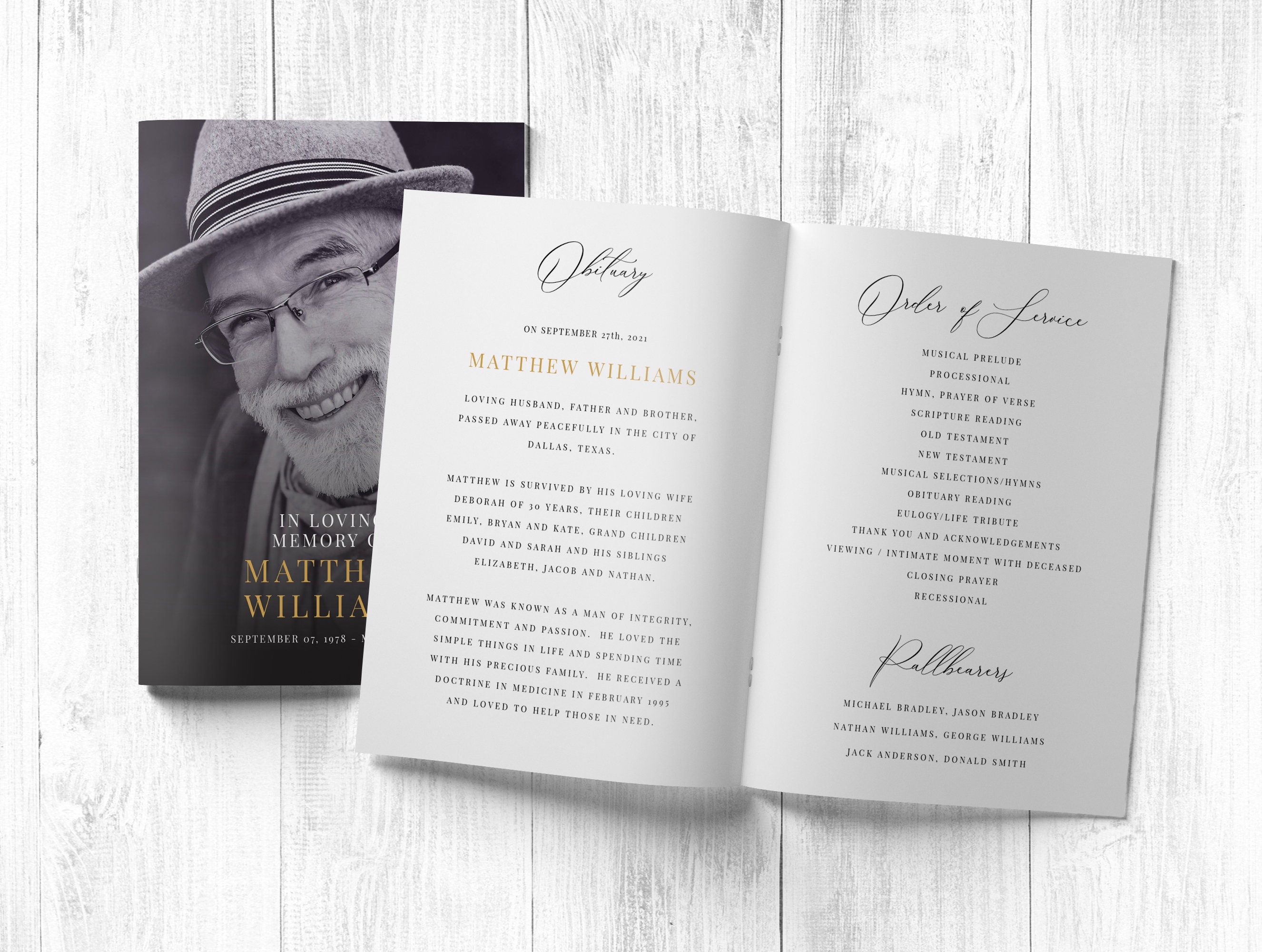 Funeral Program Template in Loving Memory Program Template - Etsy Canada