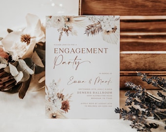 Engagement invitation, Engagement party invitation, Boho invitation template, Pampas invitation template #Ellery