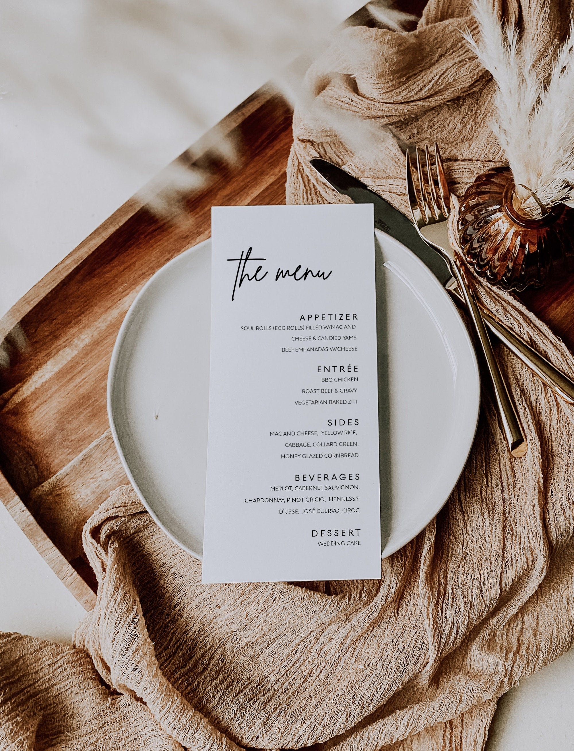 Wedding Menu Template Modern Wedding Menu Boho Wedding Menu Etsy Canada