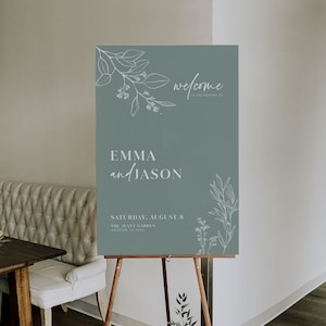 sage wedding welcome sign