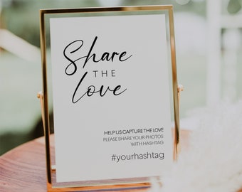 Share the love, Wedding hashtag sign, Modern minimal wedding sign, Printable wedding sign #LWTBoho