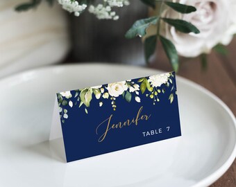 Navy place cards, Name cards template, Wedding place cards #NG020LWT