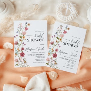 colorful wildflower bridal shower invitation