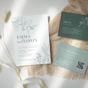 sage green wedding invitation