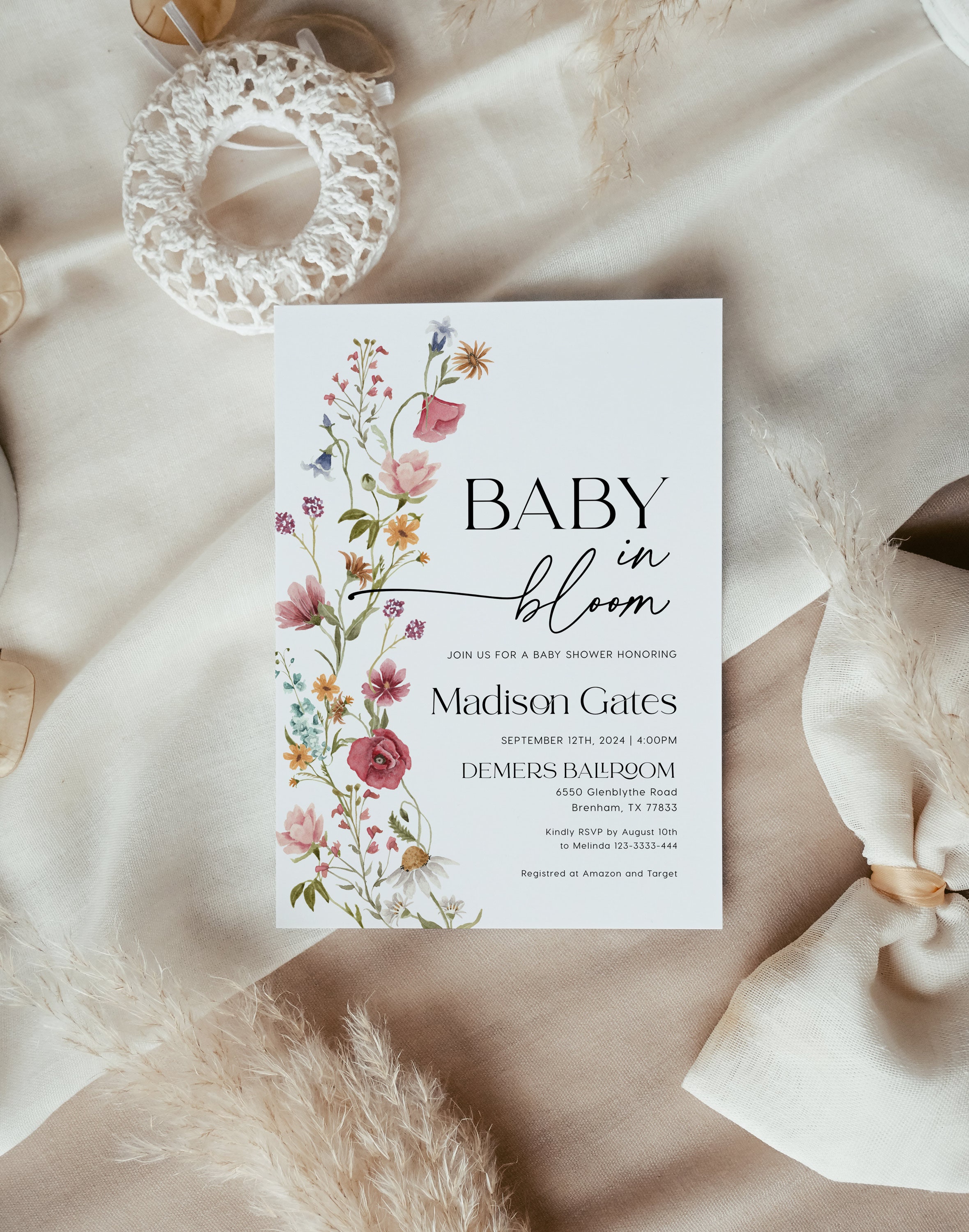 Baby in Bloom Invitation Baby Shower Invitation Spring - Etsy UK