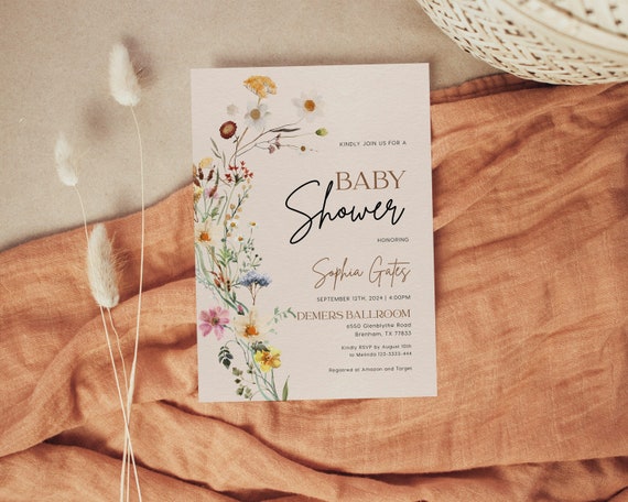 Boho Wildflower Baby Shower Invitation