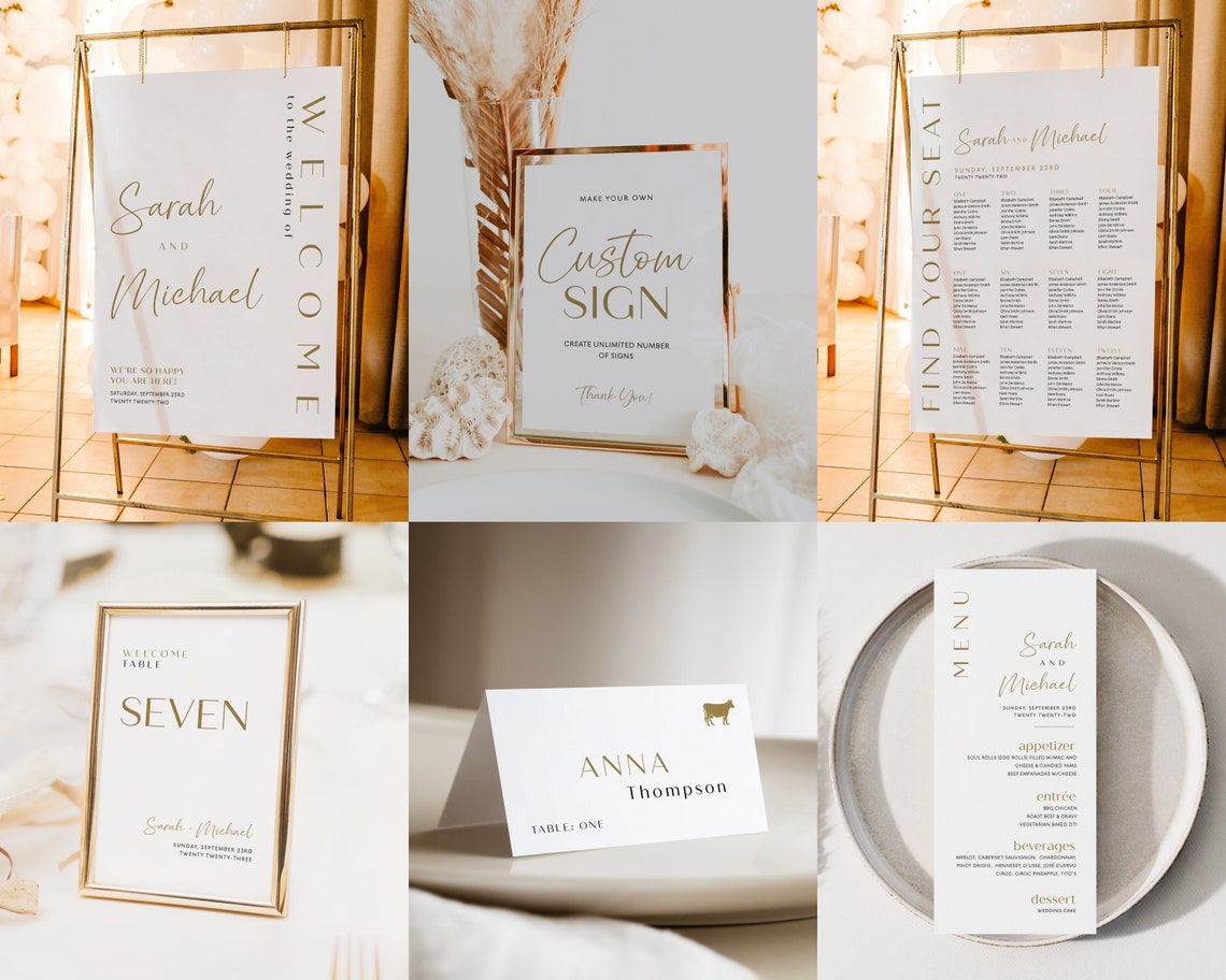 wedding-bundle-gold-wedding-signs-bundle-seating-chart-etsy