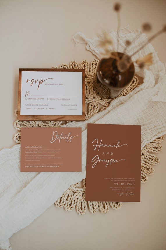 Terracotta Wedding Invitation Set Wedding Invitation Template - Etsy