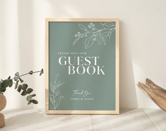 Sage Guest Book Sign, Please Sign Guest book, Floral wedding sign, Botanical wedding sign, Floral Guest Book Sign #sagefloral