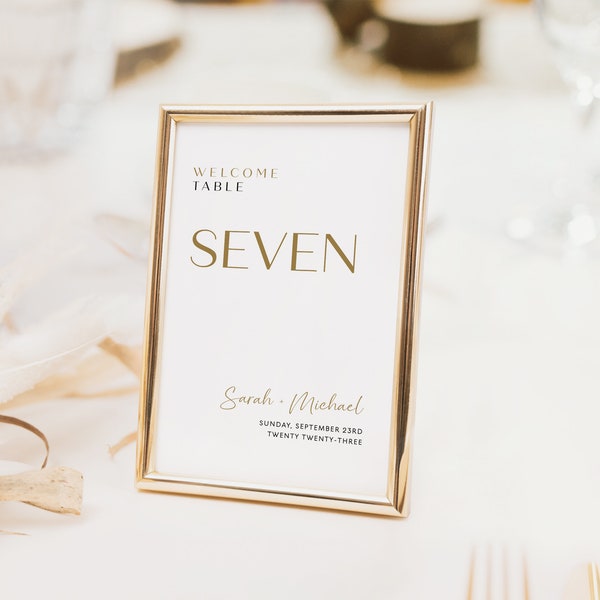 Gold table numbers, Wedding table number, Table numbers template, Printable table numbers gold | GOLDY