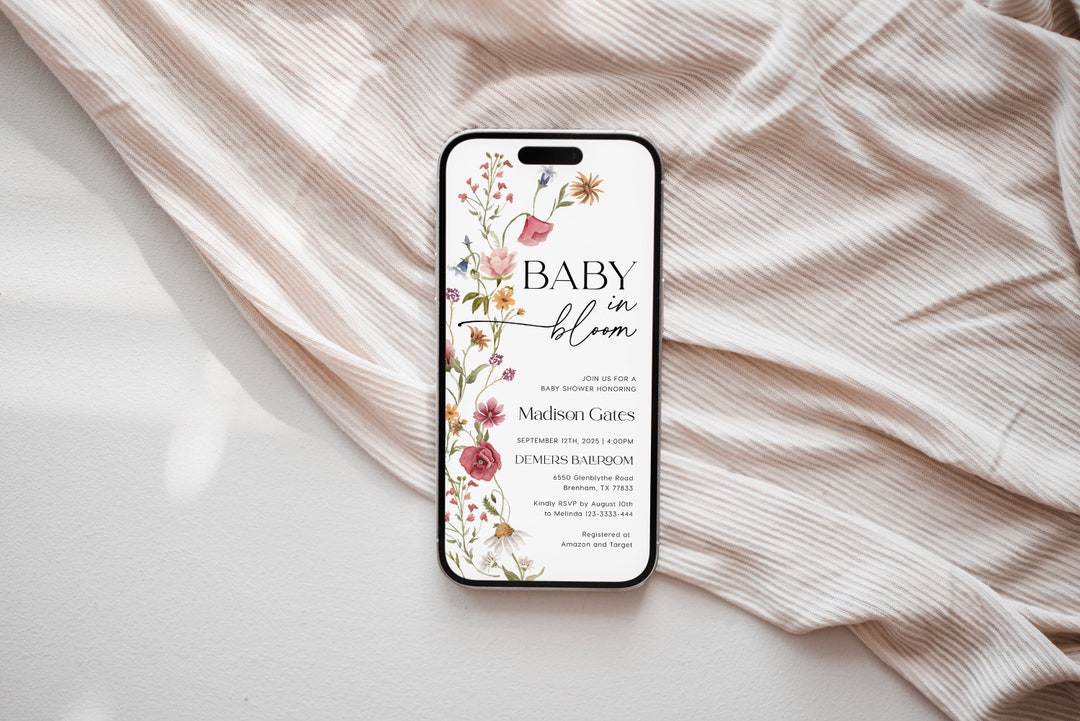 Baby in Bloom Evite, Evite Baby Shower Invitation, Wildflower Baby