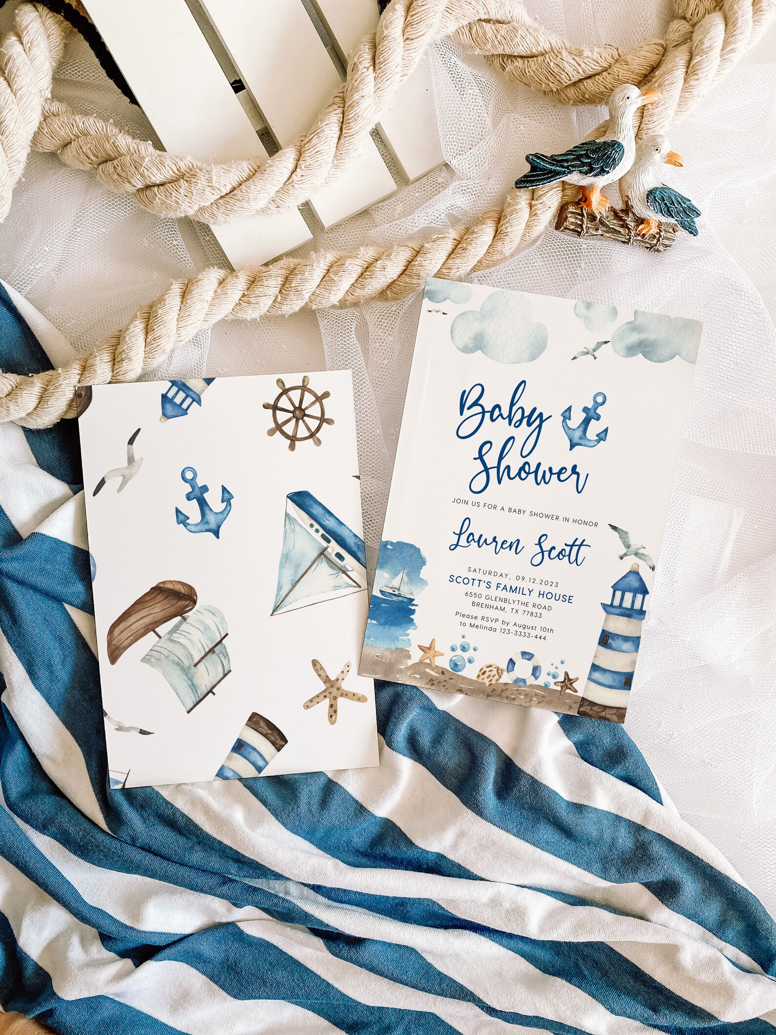 Nautical Baby Shower Invitation Nautical Baby Shower Theme Etsy