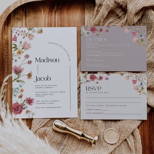 wildflower boho wedding invitation