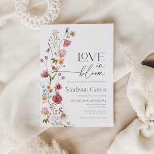 love in bloom, floral bridal shower invitation