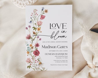 Love In Bloom Invitation, Floral Bridal Shower Invitation, Bridal Shower Invitation template #Viona