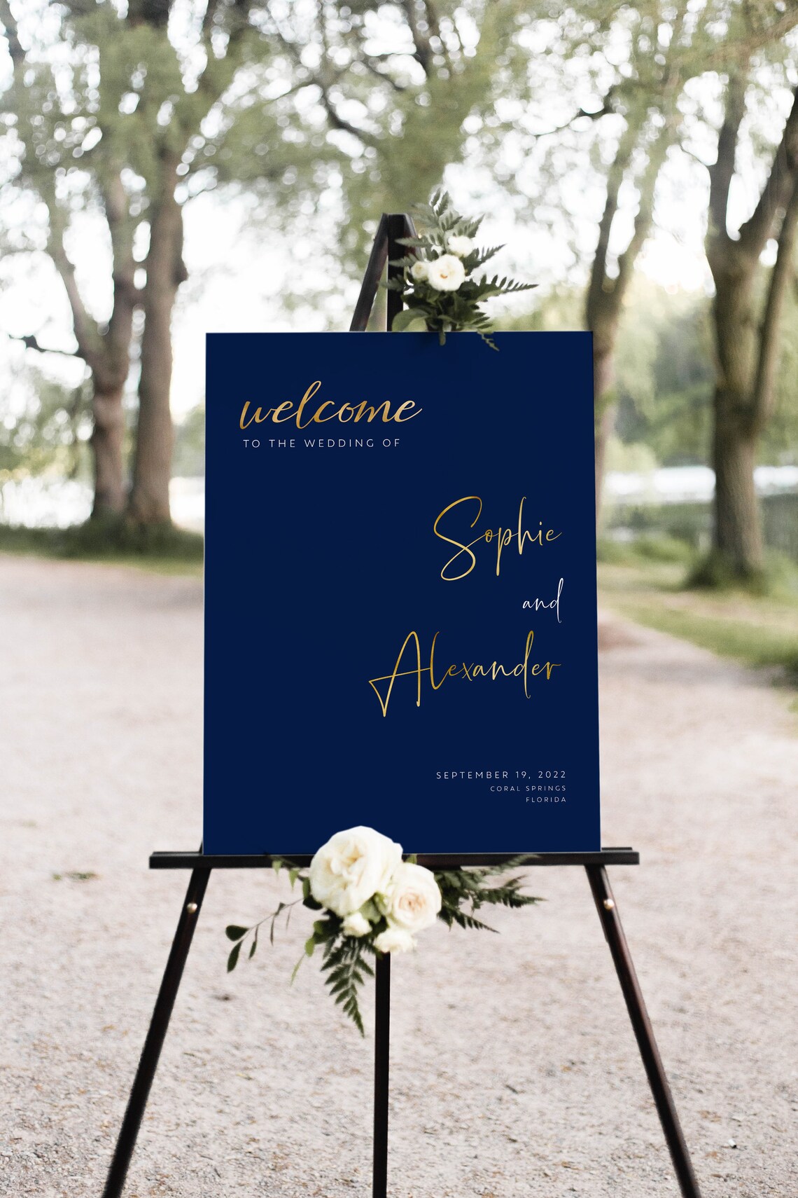 Welcome sign navy Welcome wedding sign DIY welcome sign image 1