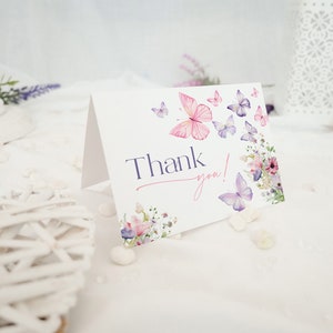 Thank You Card, Thank You Card Template, Butterflies Thank You Card # ...