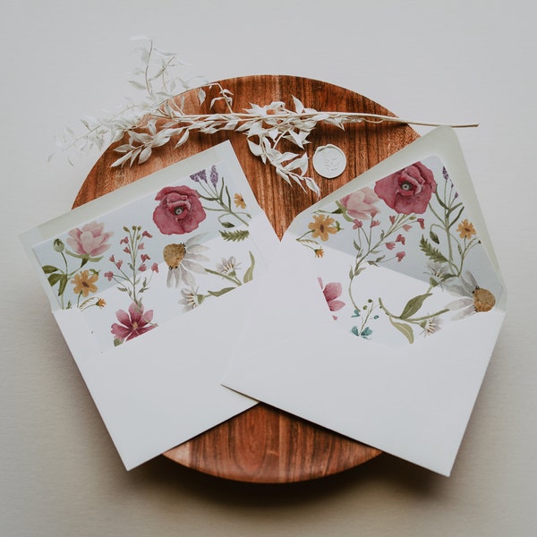 A7 Envelope Liner, Floral Invitation Envelope Liner, Wildflower Envelope Liner, Floral envelope inserts #Viona