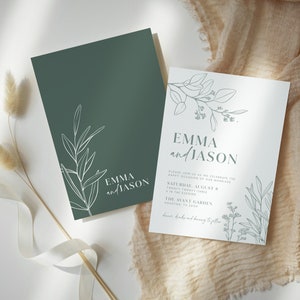 sage green wedding invitation