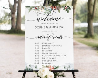 Winter Order of events sign, Wedding order of events template, Christmas wedding sign  #WNT020LWT