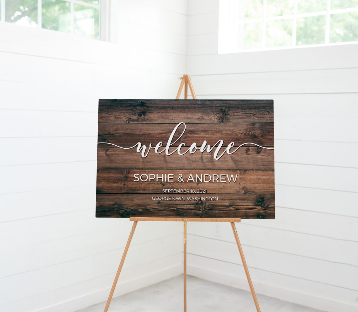 Wood Wedding Welcome Sign Wooden Welcome Sign Template | Etsy