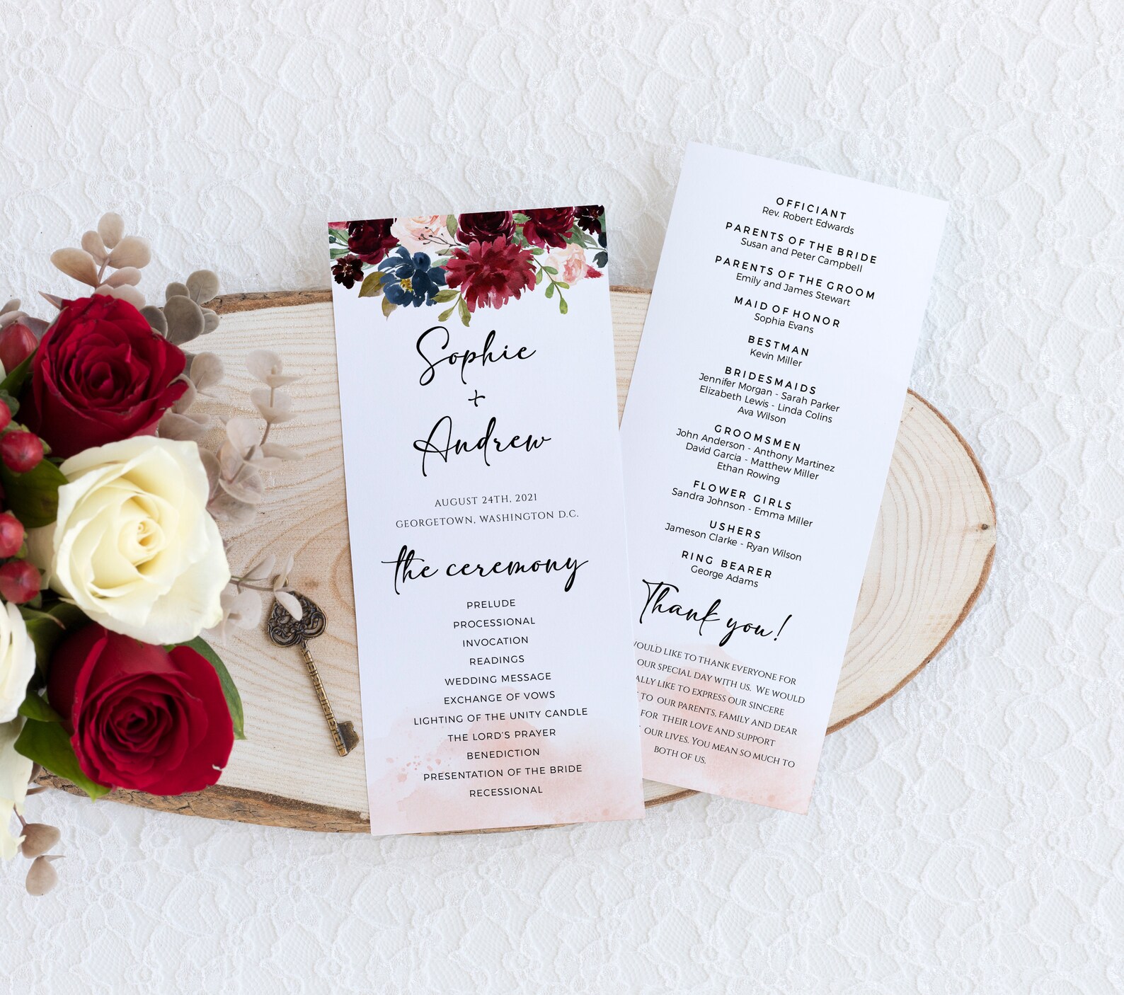 Program Template Wedding Rustic Wedding Program Burgundy - Etsy