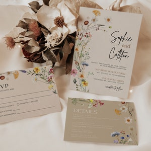 boho floral wedding invitation