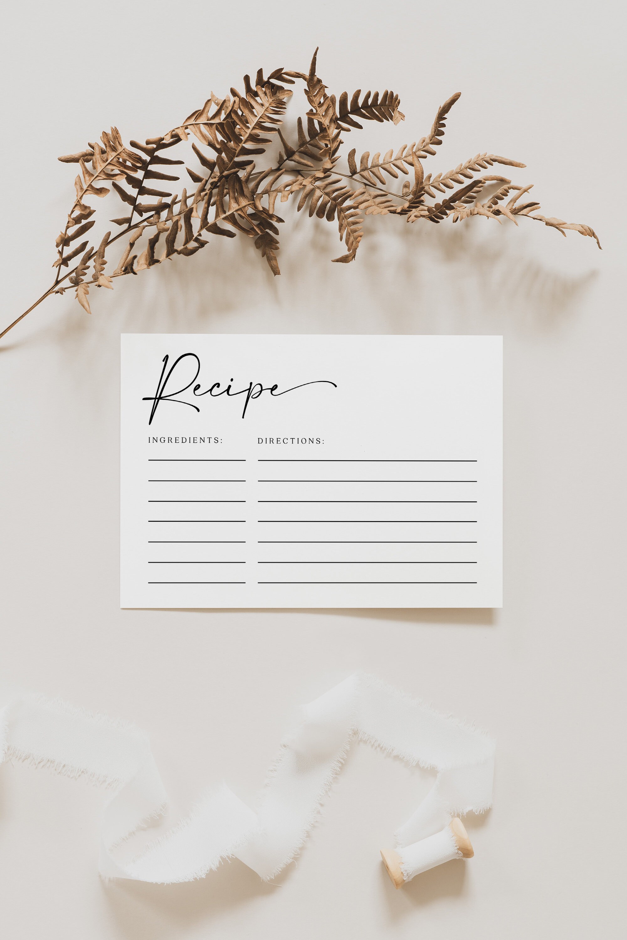 Recipe Card Template Bridal Shower Recipe Recipe Printable Etsy