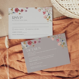 wildflower boho wedding invitation