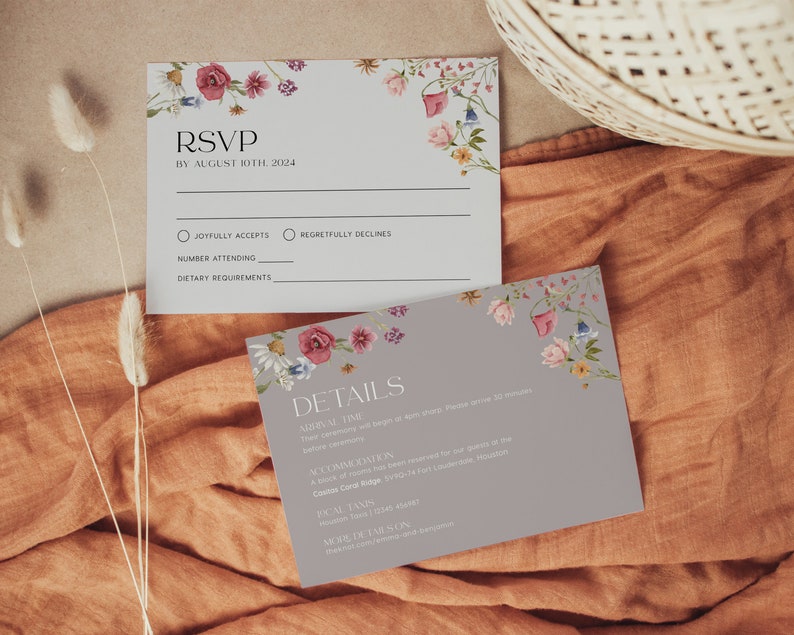 wildflower boho wedding invitation